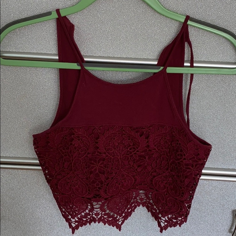 Maroon crop top from GARAGE